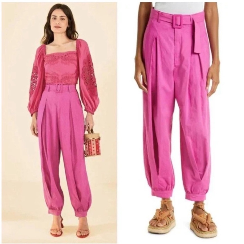 NWOT FARM Rio Pink Belt Linen Pants